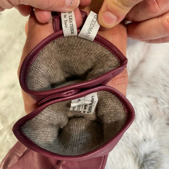 Vintage Gloves Mauve Pink Italian Leather 100% Cashmere Lining Size 6 - Picture 12 of 14